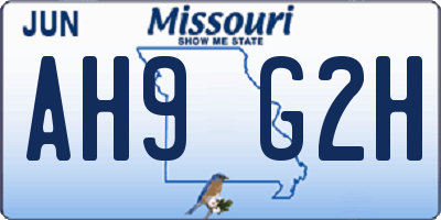 MO license plate AH9G2H