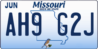 MO license plate AH9G2J