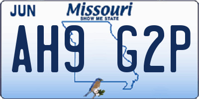 MO license plate AH9G2P