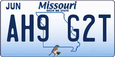 MO license plate AH9G2T