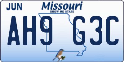 MO license plate AH9G3C