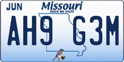 MO license plate AH9G3M