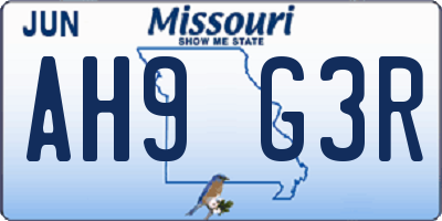 MO license plate AH9G3R