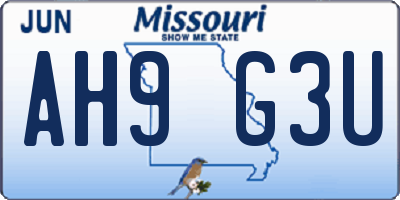MO license plate AH9G3U
