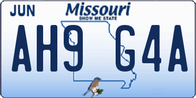 MO license plate AH9G4A