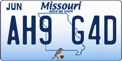 MO license plate AH9G4D