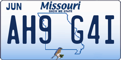 MO license plate AH9G4I