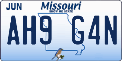 MO license plate AH9G4N