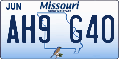 MO license plate AH9G4O