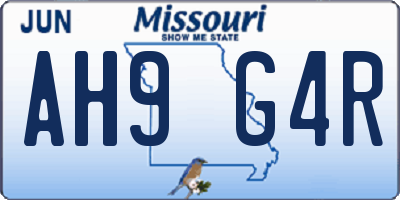 MO license plate AH9G4R