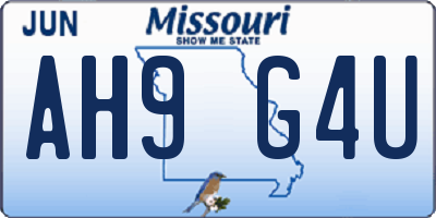 MO license plate AH9G4U