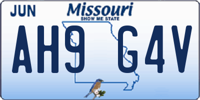 MO license plate AH9G4V