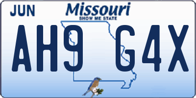 MO license plate AH9G4X