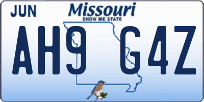 MO license plate AH9G4Z