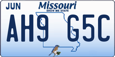 MO license plate AH9G5C