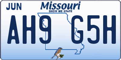 MO license plate AH9G5H