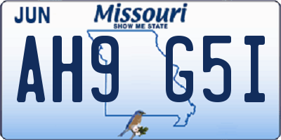 MO license plate AH9G5I