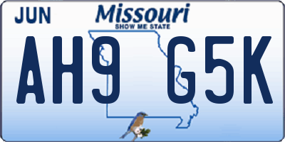 MO license plate AH9G5K