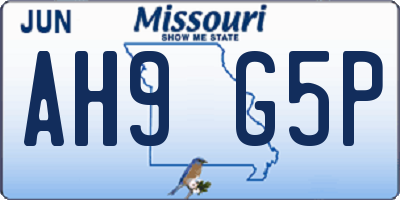 MO license plate AH9G5P