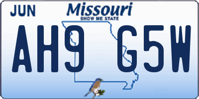 MO license plate AH9G5W