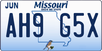 MO license plate AH9G5X
