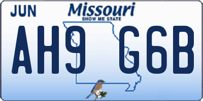 MO license plate AH9G6B