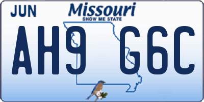 MO license plate AH9G6C