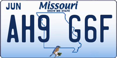 MO license plate AH9G6F