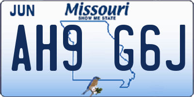 MO license plate AH9G6J