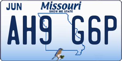 MO license plate AH9G6P