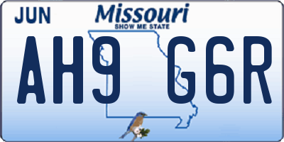 MO license plate AH9G6R