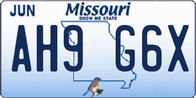 MO license plate AH9G6X