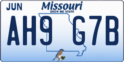 MO license plate AH9G7B