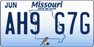 MO license plate AH9G7G