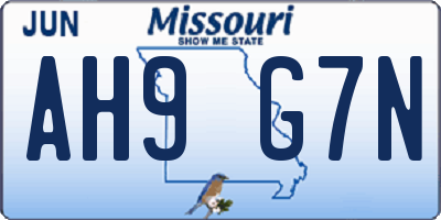 MO license plate AH9G7N