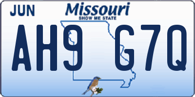 MO license plate AH9G7Q