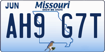 MO license plate AH9G7T