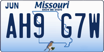 MO license plate AH9G7W