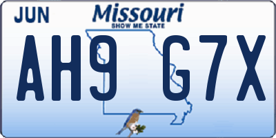 MO license plate AH9G7X