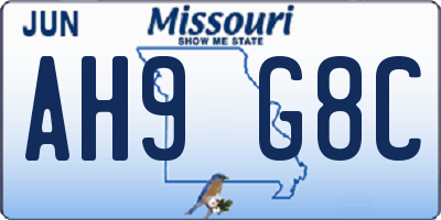 MO license plate AH9G8C