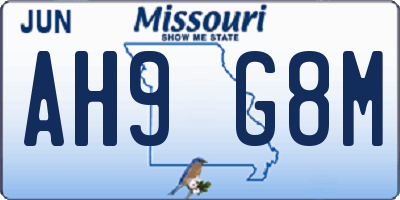 MO license plate AH9G8M