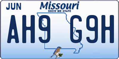 MO license plate AH9G9H