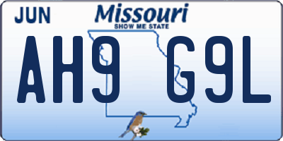 MO license plate AH9G9L