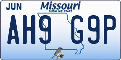 MO license plate AH9G9P