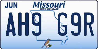 MO license plate AH9G9R