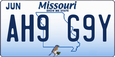 MO license plate AH9G9Y