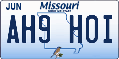 MO license plate AH9H0I