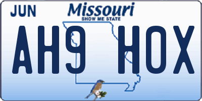 MO license plate AH9H0X