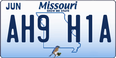 MO license plate AH9H1A