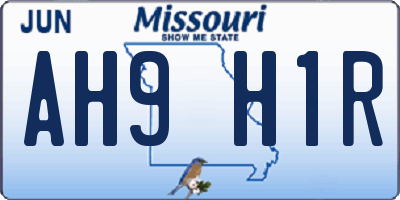MO license plate AH9H1R